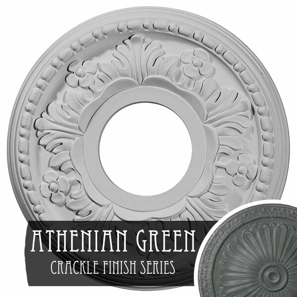 Ekena Millwork Helene Medallion (Canopies up to 5 1/4"), 11 7/8"OD x 3 5/8"ID x 7/8"P, Athenian Green Crackle CM11HEAGC - main